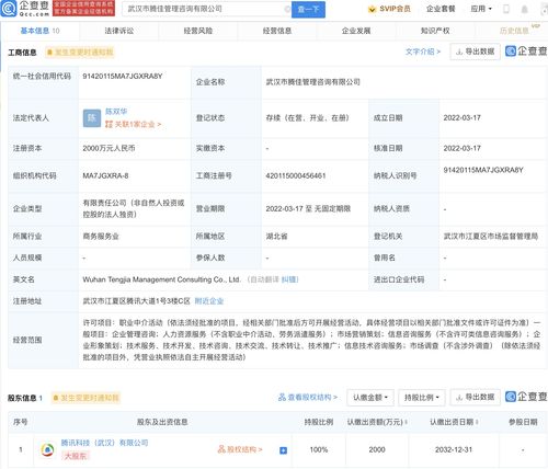 騰訊跨界出擊 成立管理咨詢公司，注冊(cè)資本2000萬元拓展勞務(wù)派遣服務(wù)新賽道