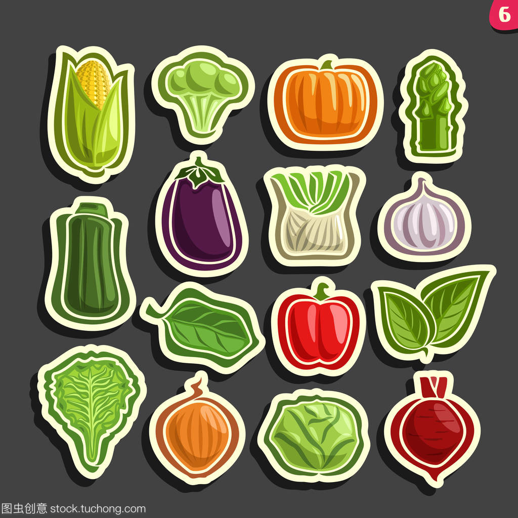 新鮮蔬菜矢量集的圖標